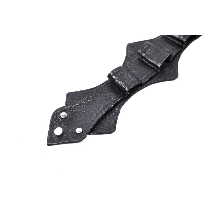 Dark in Love Kaia Skeleton Punk Leather Bow Tie - Kate's Clothing