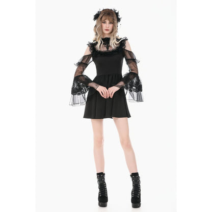 Dark in Love High Neck Mesh Lace Cold-Shoulder Dress
