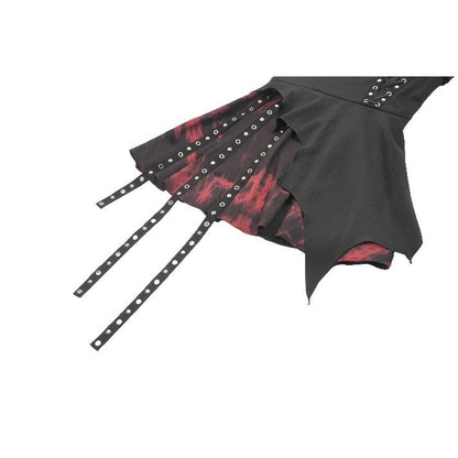 Dark in Love Nyssa Black & Red Strap Detail Goth Mini Dress