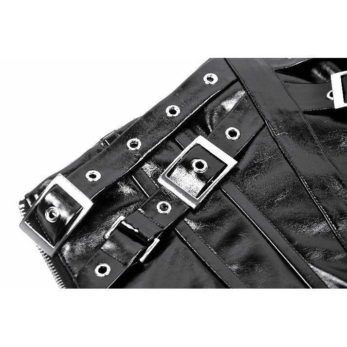 Dark in Lia Punk Love Patent Leather Waist Corset with Metal Accents - Kate's Clothing
