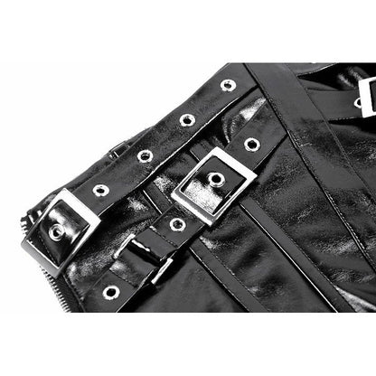 Dark in Lia Punk Love Patent Leather Waist Corset with Metal Accents - Kate's Clothing