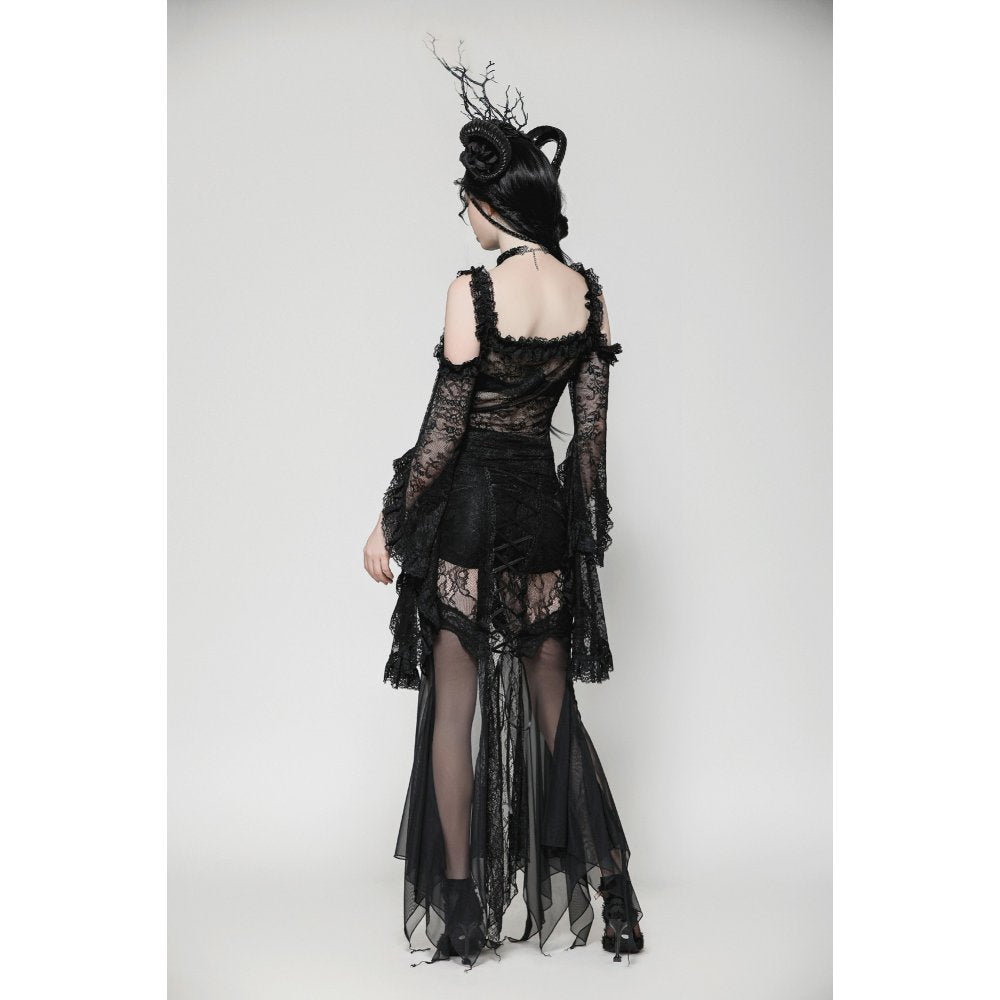 Dark in Love Delaney Gothic Romantic Lace Flare Sleeve Top - Kate's Clothing