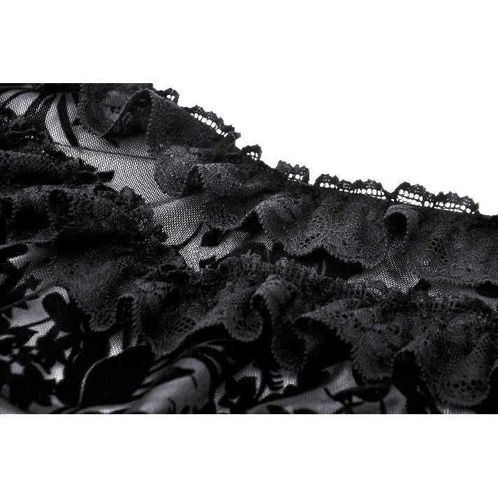 Dark in Love Bluebell Gothic Sexy Off-Shoulder Velvet Lace Top - Kate's Clothing