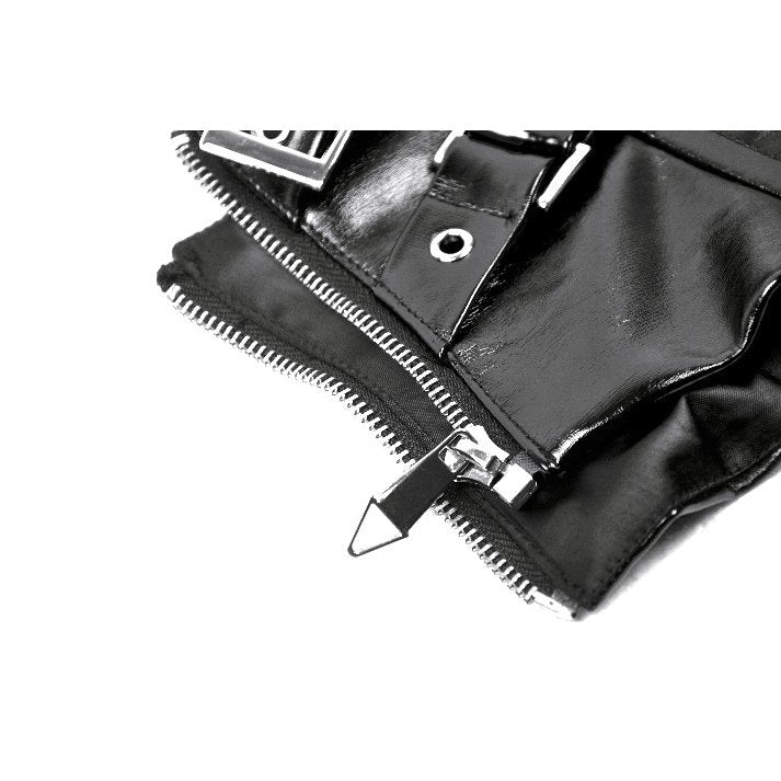 Dark in Lia Punk Love Patent Leather Waist Corset with Metal Accents - Kate's Clothing