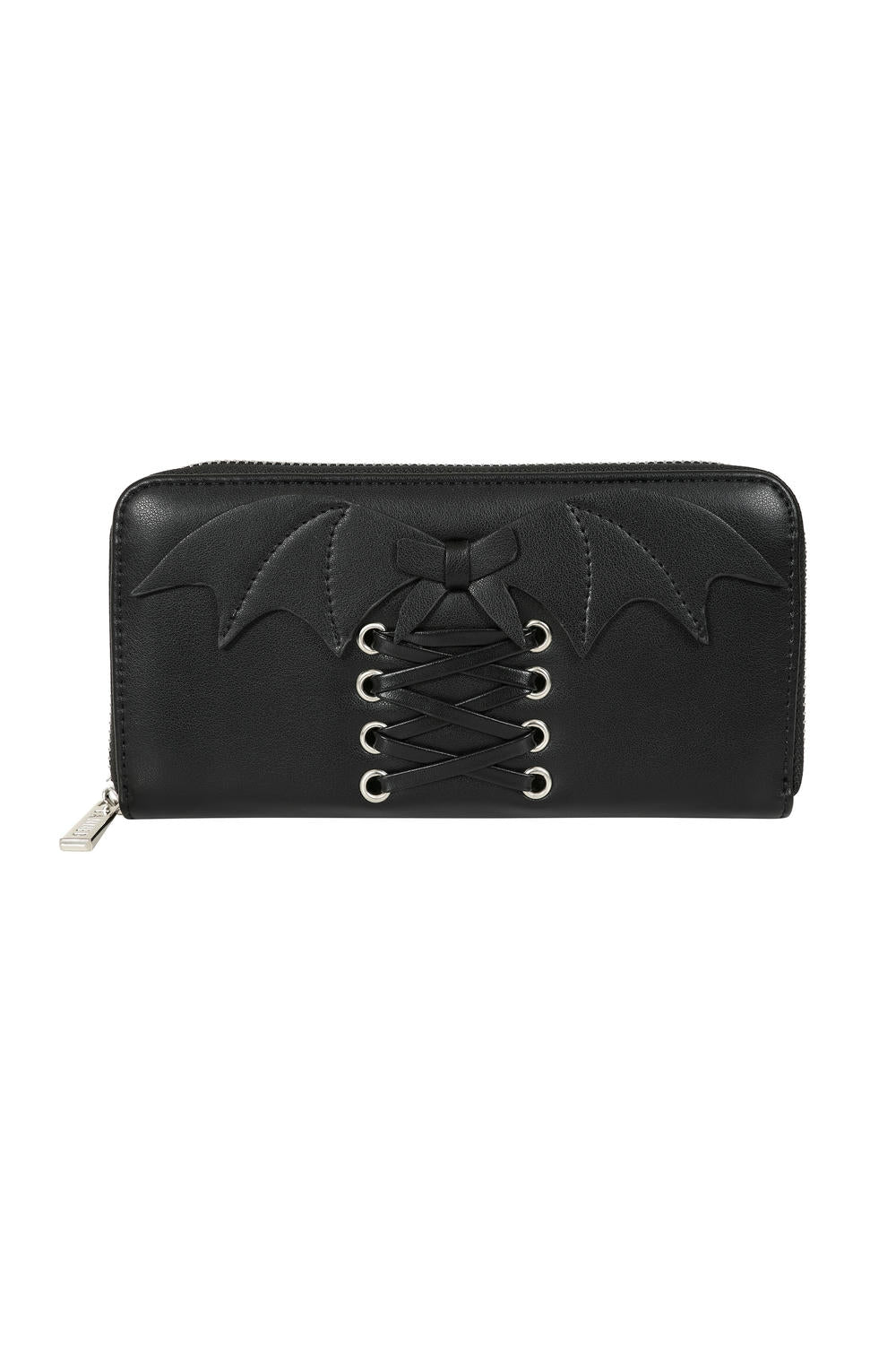 Banned Black Glamorama Purse with Bat Wing and Corset Lacing Detail - Kate's Clothing