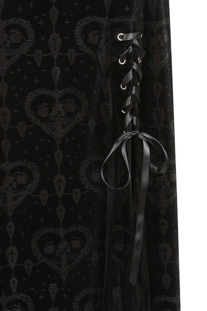 Banned Trivia Goth Velvet Skirt in Black