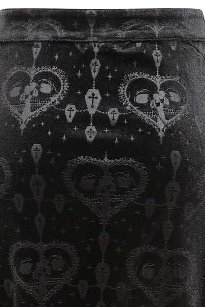 Banned Trivia Goth Velvet Skirt in Black