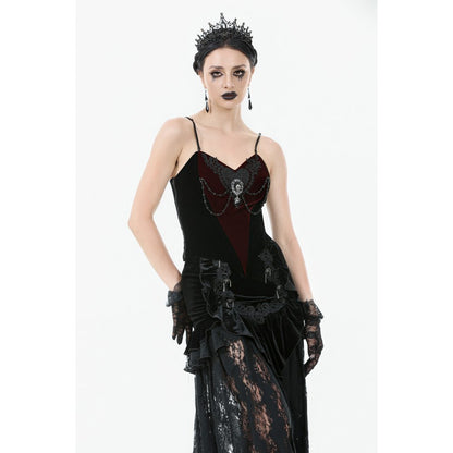 Dark in Love Morrigan Velvet & Lace Chain-Detail Bodysuit