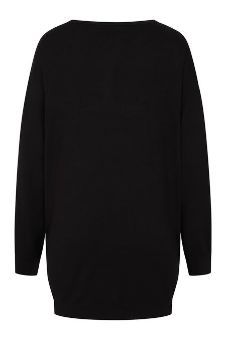Back view of Gothic Jumper Dress, black oversized knit style by Banned Apparel, showcasing relaxed silhouette.