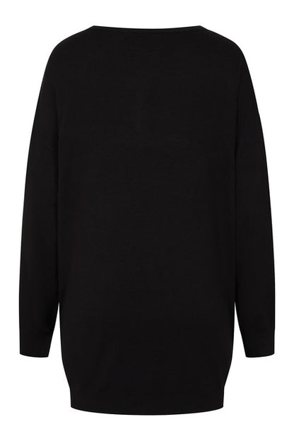 Back view of Gothic Jumper Dress, black oversized knit style by Banned Apparel, showcasing relaxed silhouette.