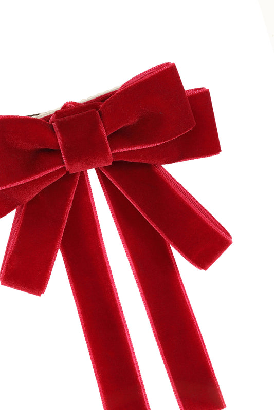 Banned Apparel Claire Velvet Bow Hairclip in Burgandy