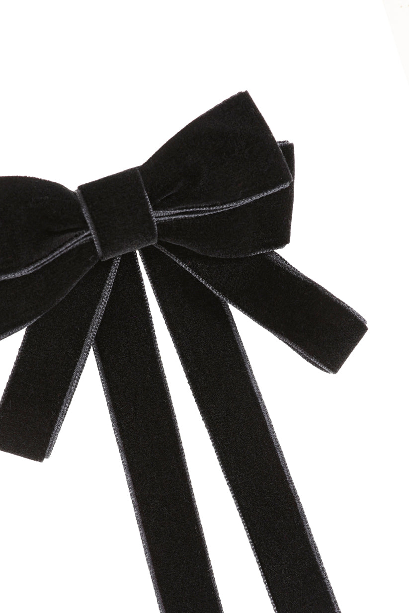 Banned Apparel Claire Velvet Bow Hairclip in Black, view 2
