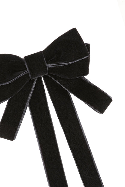 Banned Apparel Claire Velvet Bow Hairclip in Black, view 2