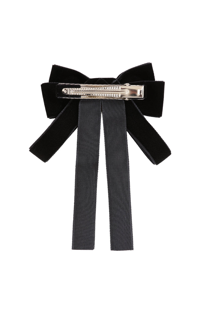 Banned Apparel Claire Velvet Bow Hairclip in Black, view 3