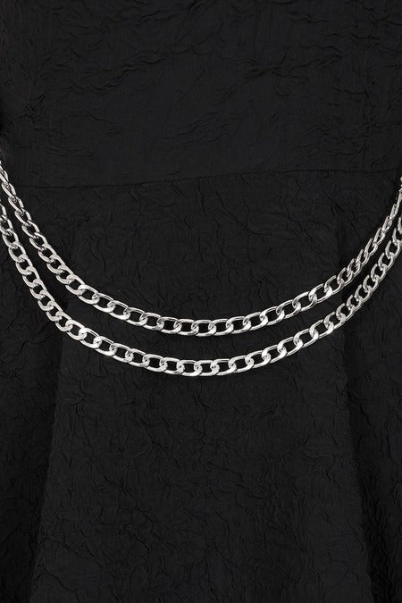 Hexed Isadora Dress silver chain hip detail gothic dress Banned Apparel