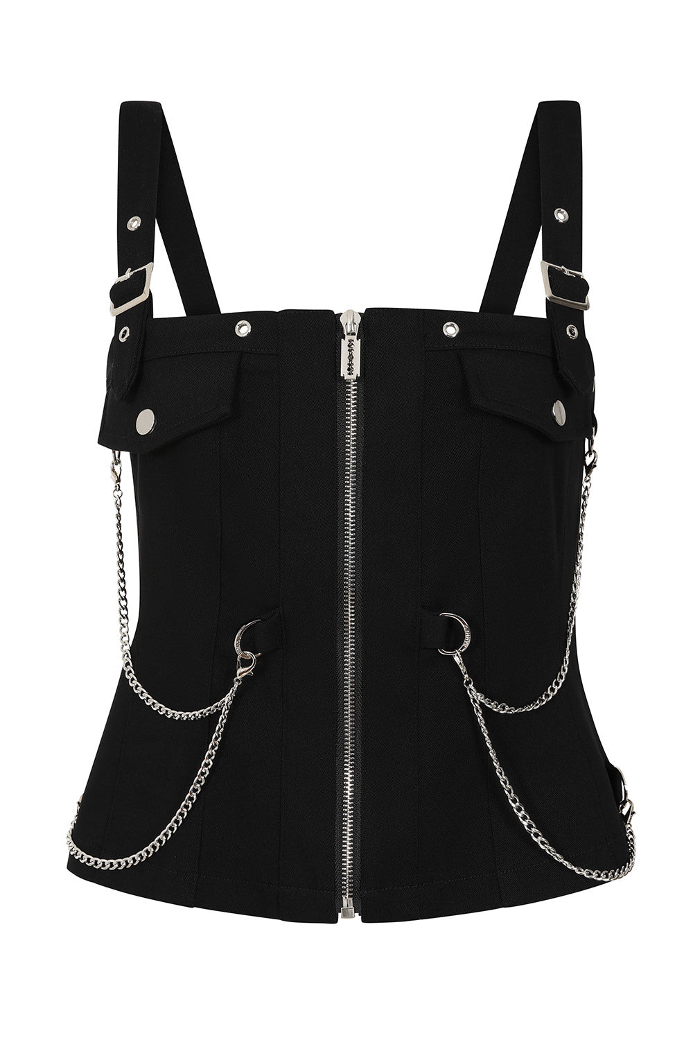 Banned Apparel Street Anarchy Chain Detail Zip Front Top