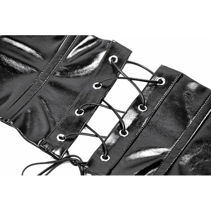 Dark in Lia Punk Love Patent Leather Waist Corset with Metal Accents - Kate's Clothing