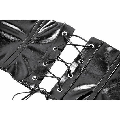 Dark in Lia Punk Love Patent Leather Waist Corset with Metal Accents - Kate's Clothing