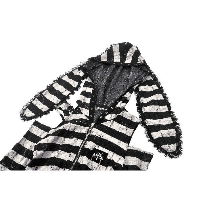 Dark in Love Xianne Prison Bunny Striped Crop Top - Kate's Clothing