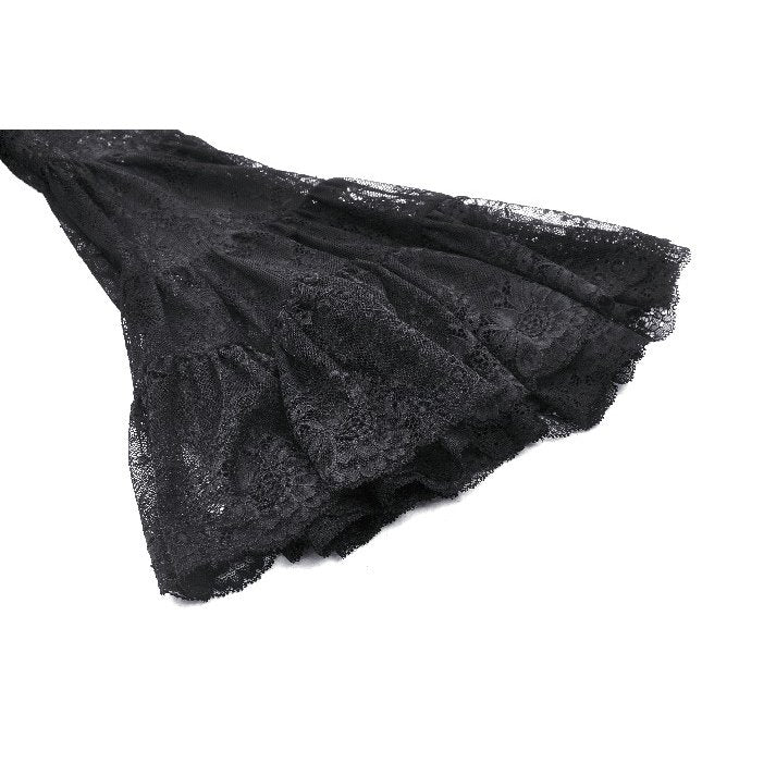 Dark in Love Zuri Gothic Romantic Lace Patchwork Bell-Sleeve Layered Cuff Top - Kate's Clothing