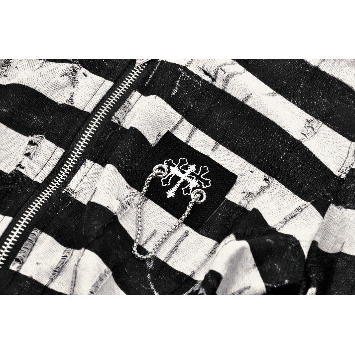 Dark in Love Xianne Prison Bunny Striped Crop Top - Kate's Clothing