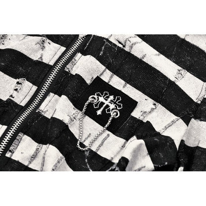 Dark in Love Xianne Prison Bunny Striped Crop Top - Kate's Clothing