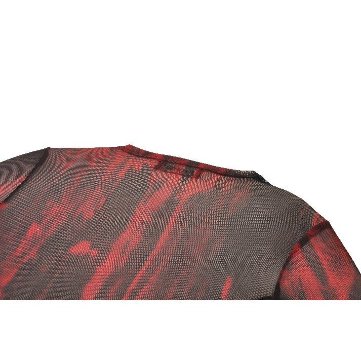 Dark in Love Carson Black and Red Tie-Dye Mesh Versatile Basic Top - Kate's Clothing