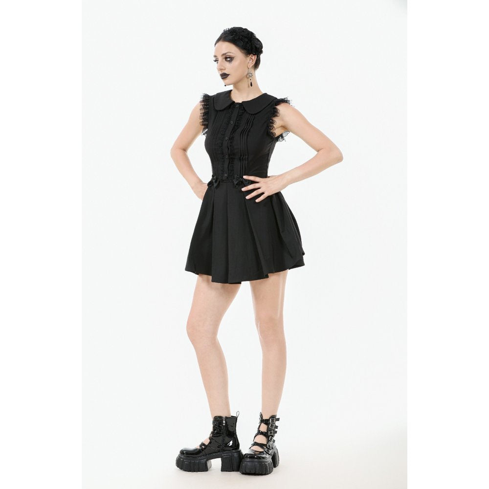 Dark In Love Gwendolyn Lace Panel Goth Mini Dress in Black