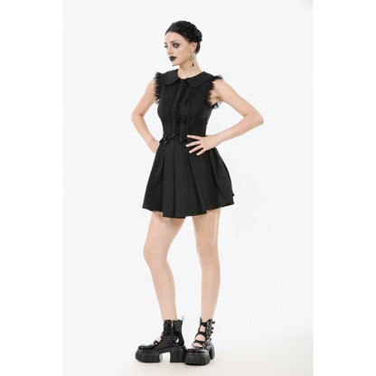 Dark In Love Gwendolyn Lace Panel Goth Mini Dress in Black