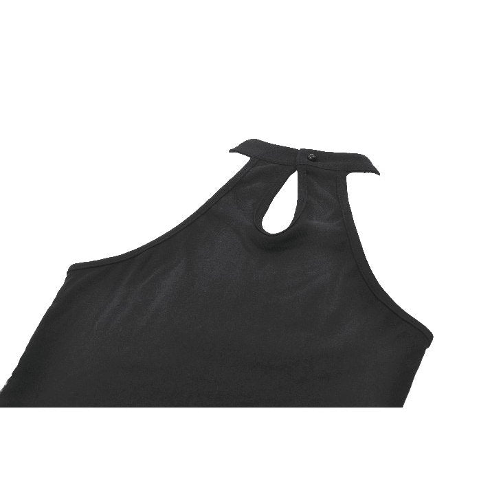 Punk Rave Bondage Mesh Panel Buckle Top