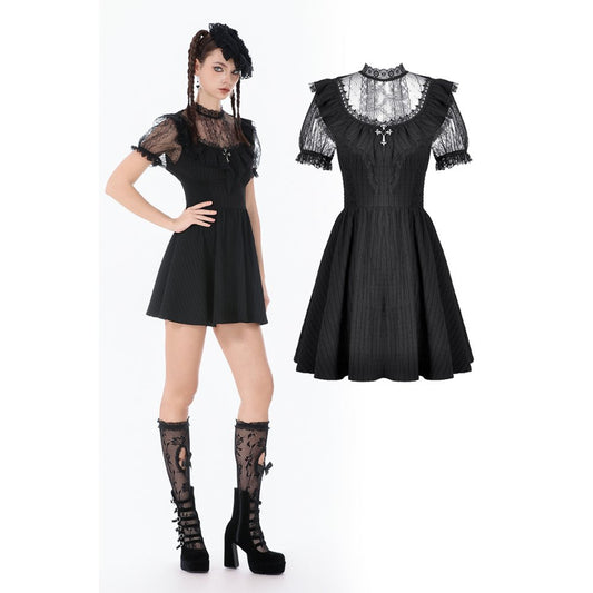 Dark in Love Dark Lace-Framed Silhouette Dress