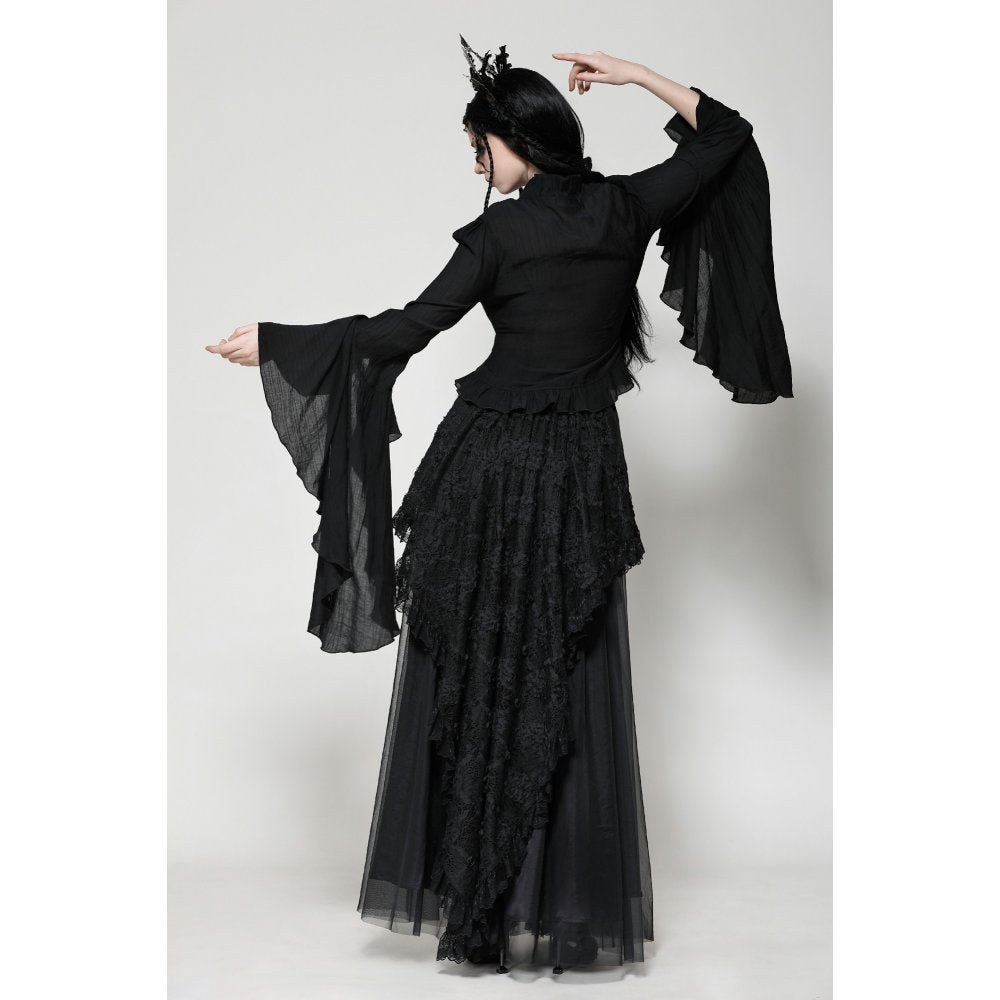 Dark in Love Constance V-neck Bell Sleeve Top with Cross Pendant - Kate's Clothing