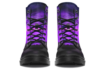Front view of 1999 Boots with gothic purple dusk skyline and silhouetted trees