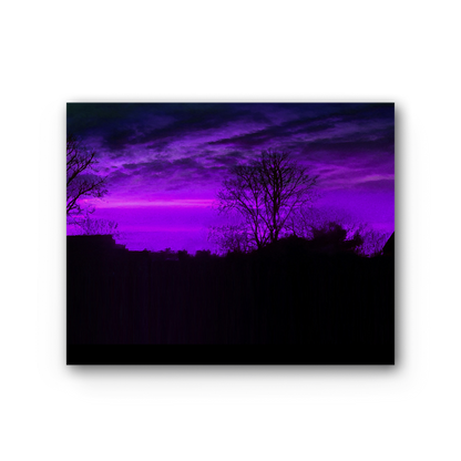 1999 stretched canvas artwork by Kate in purple sunset hues