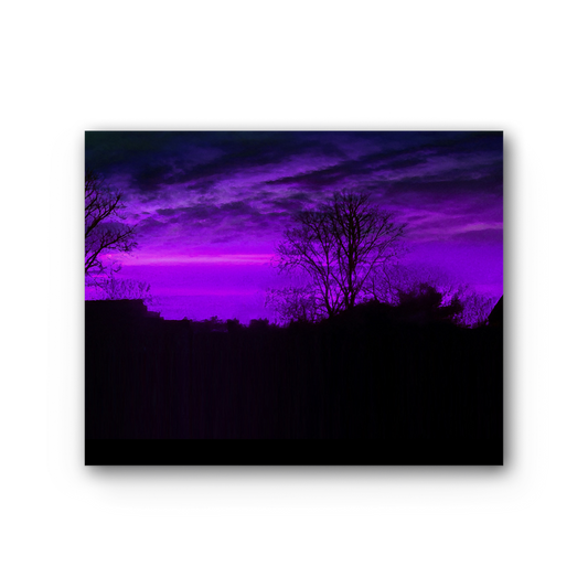 1999 stretched canvas artwork by Kate in purple sunset hues