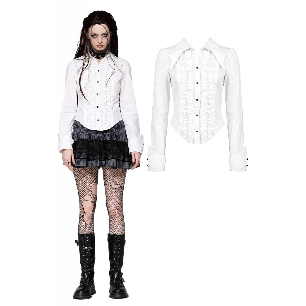 Dark in Love Queeny White Gothic Demon Shirt - Kate's Clothing
