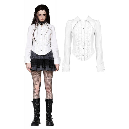 Dark in Love Queeny White Gothic Demon Shirt - Kate's Clothing