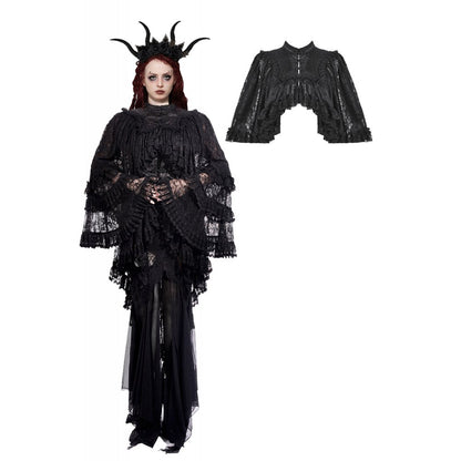 Dark in Love Zuri Vintage Lace Cape with Flowing Sleeves - Kate's Clothing
