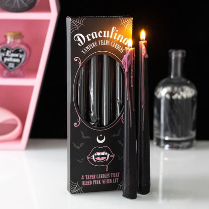 Gothic Gifts Set of 4 Pink Vampire Tears Taper Candles