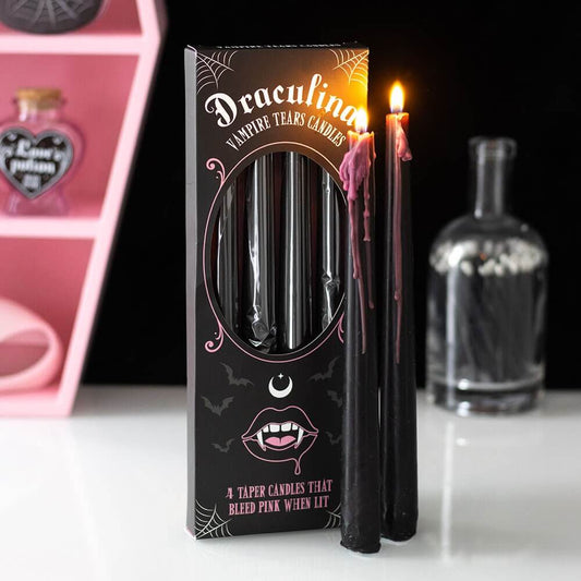 Gothic Gifts Set of 4 Pink Vampire Tears Taper Candles - Kate's Clothing