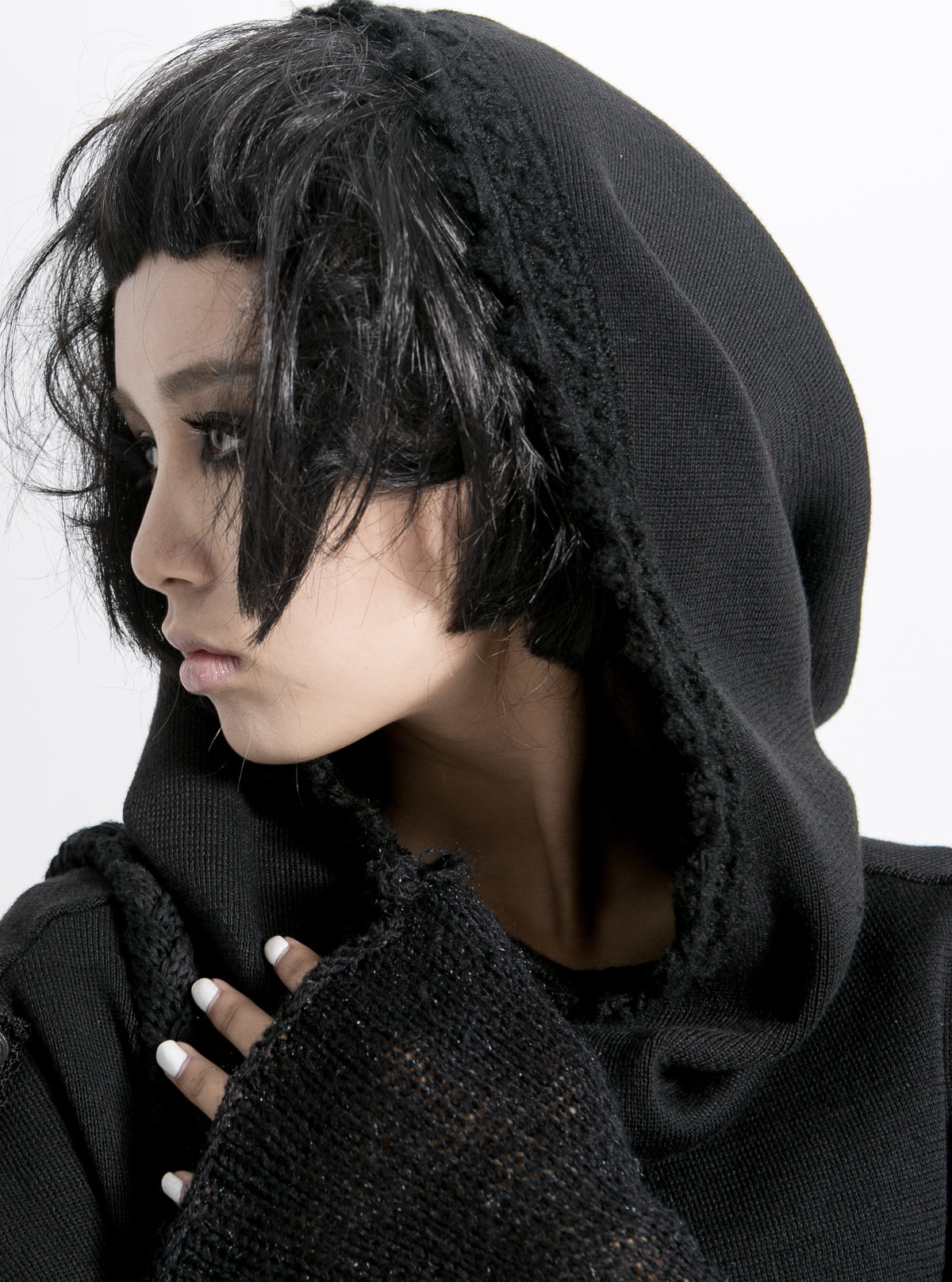 Punk Rave Morana Distressed Hooded Knit Cloak