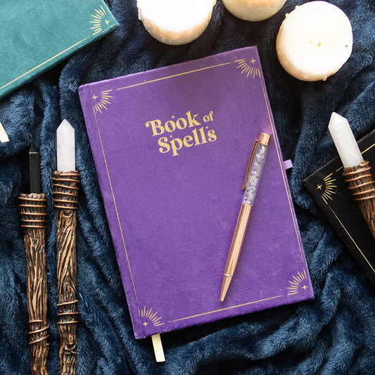 Gothic Gifts Journal with Book of Spells Print and Amethyst Crystal Pen - Kate's Clothing