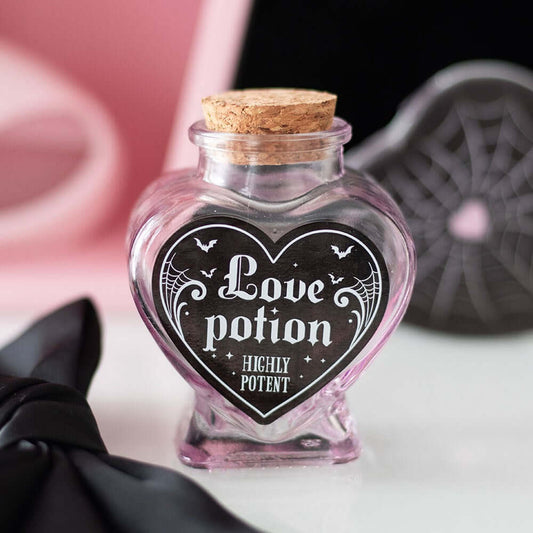 Gothic Gifts Love Potion Decorative Glass Heart Potion Bottle - Kate's Clothing