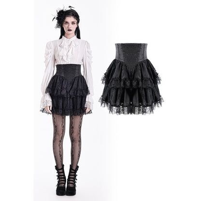 Dark in Love Gaslight Requiem Tiered Lace Skirt