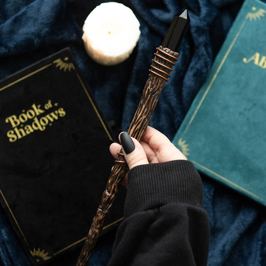 Gothic Gifts Thin and Black Obsidian Crystal Wand - Kate's Clothing