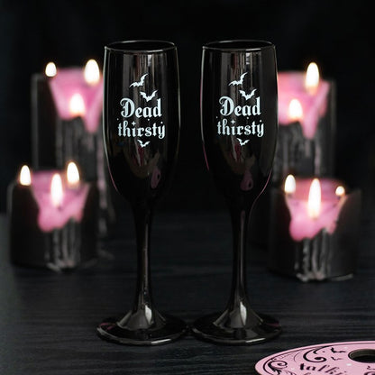 Gothic Gifts Set of 2 Dead Thirsty Champagne Flutes