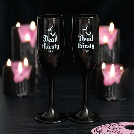 Gothic Gifts Set of 2 Dead Thirsty Champagne Flutes - Kate's Clothing