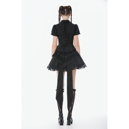 Dark In Love Beatrix Goth Satin Ruffled Overskirt