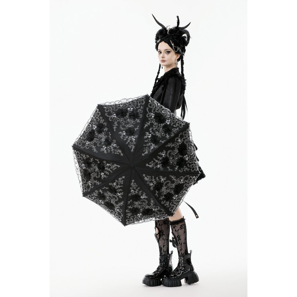 Dark in Love Belladonna Embroidered Folding Parasol