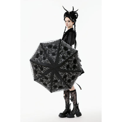 Dark in Love Belladonna Embroidered Folding Parasol